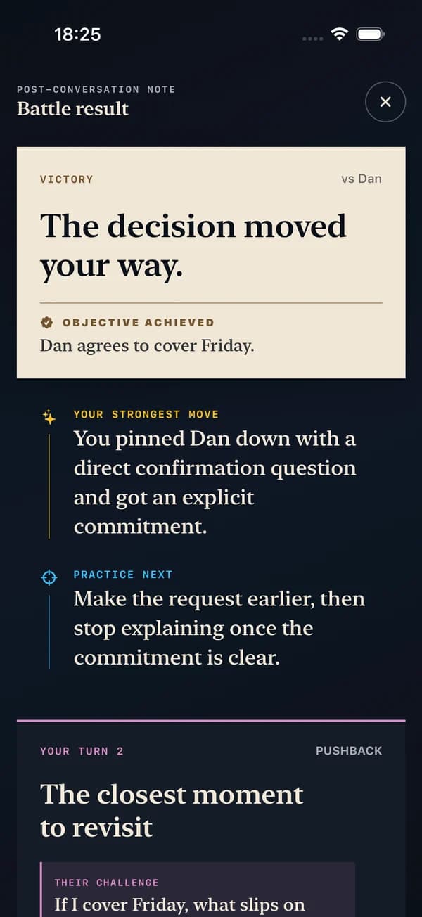 A battle result: Victory, the decision moved your way